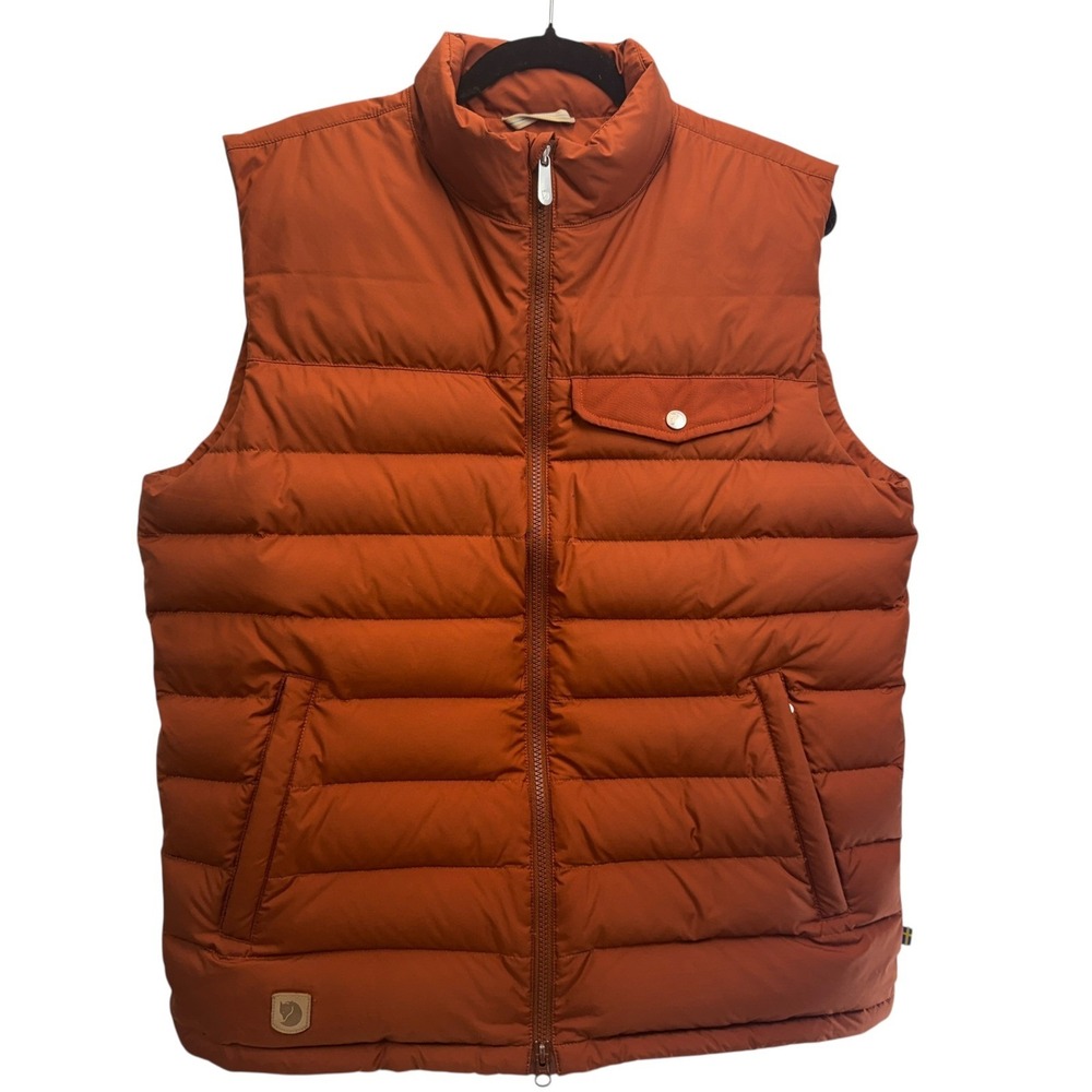 Fjallraven Greenland Down linner Vest Mens size L Burnt Orange Puffer Full Zip